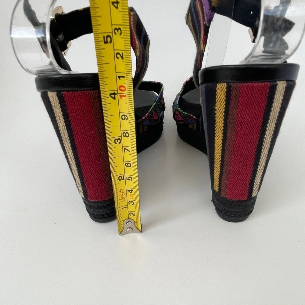 Geox Black and Pink Wedge Sandals with Artistic Design